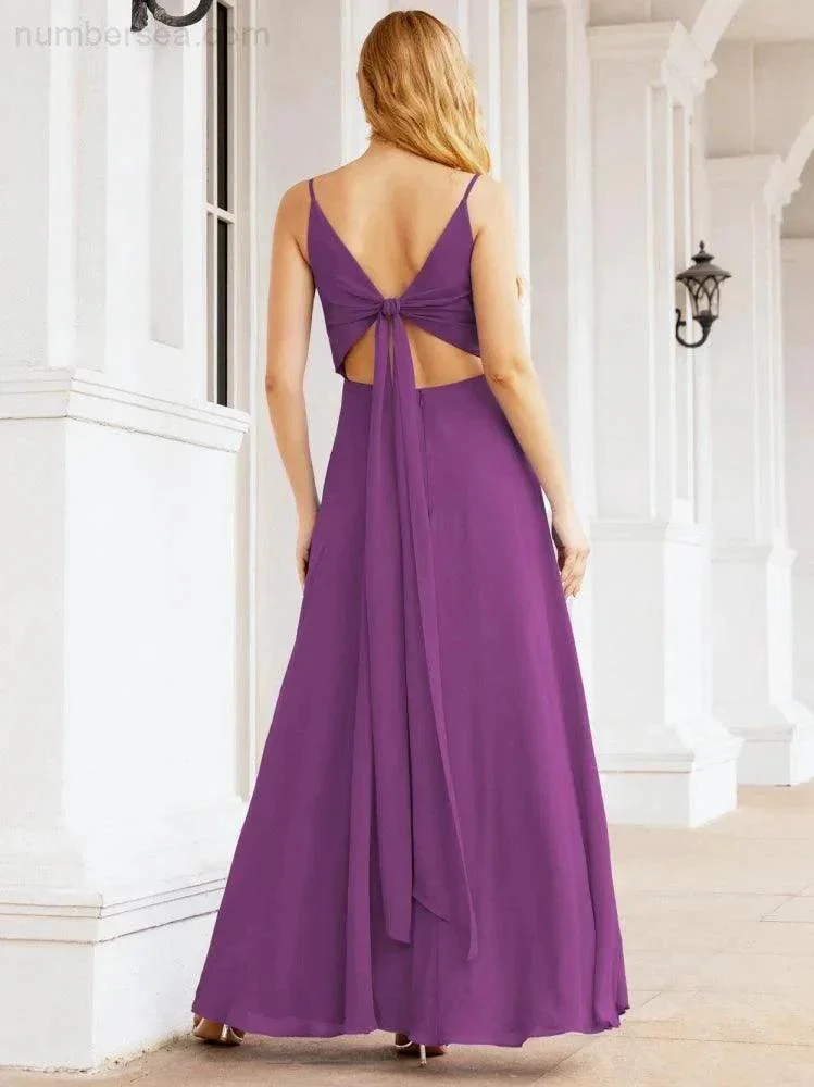 Numbersea Spaghetti Strap Bridesmaid Dresses V Neck Butterfly Back Fromal Evening Party Prom Gown 28036 - Image 72