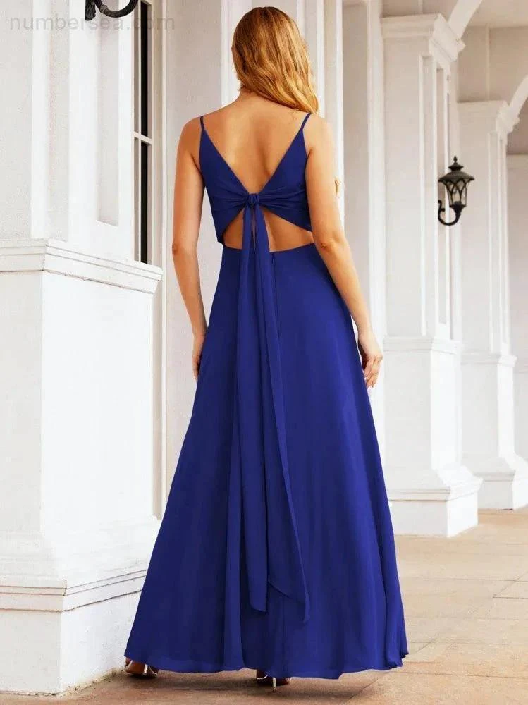 Numbersea Spaghetti Strap Bridesmaid Dresses V Neck Butterfly Back Fromal Evening Party Prom Gown 28036 - Image 74