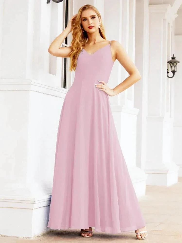 Numbersea Spaghetti Strap Bridesmaid Dresses V Neck Butterfly Back Fromal Evening Party Prom Gown 28036 - Image 77