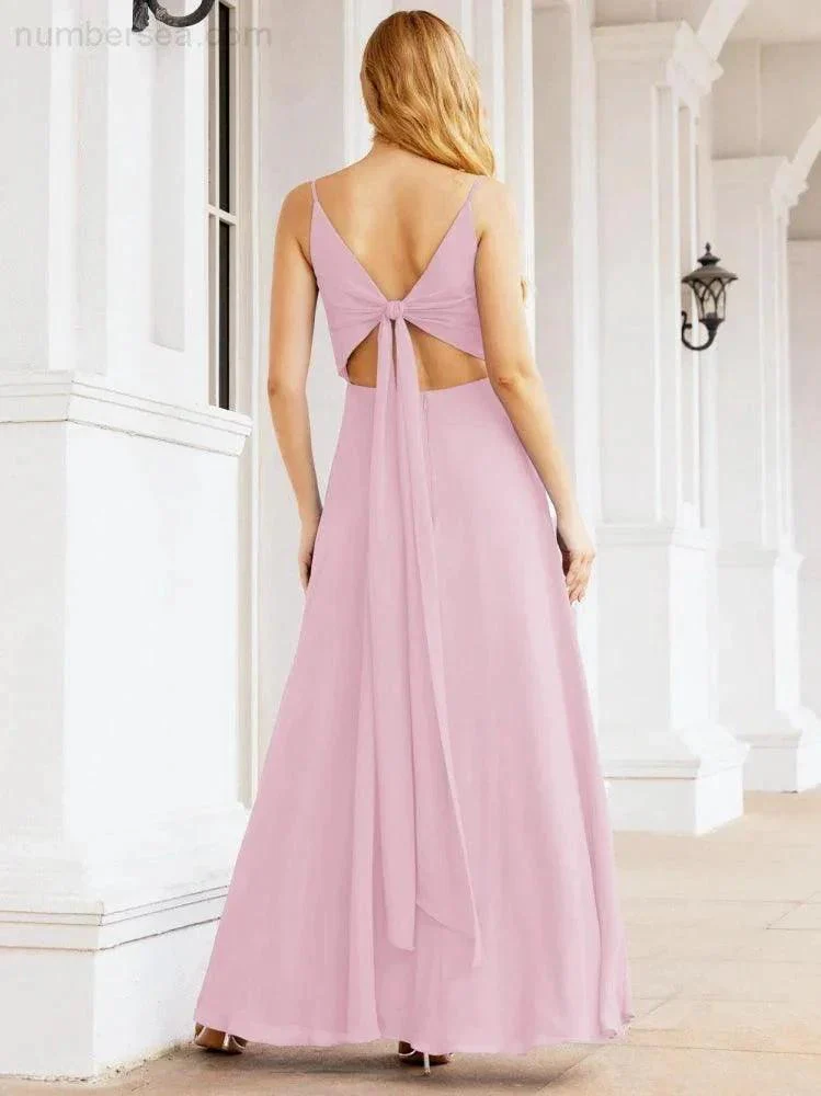 Numbersea Spaghetti Strap Bridesmaid Dresses V Neck Butterfly Back Fromal Evening Party Prom Gown 28036 - Image 78