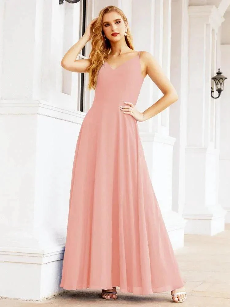 Numbersea Spaghetti Strap Bridesmaid Dresses V Neck Butterfly Back Fromal Evening Party Prom Gown 28036 - Image 79