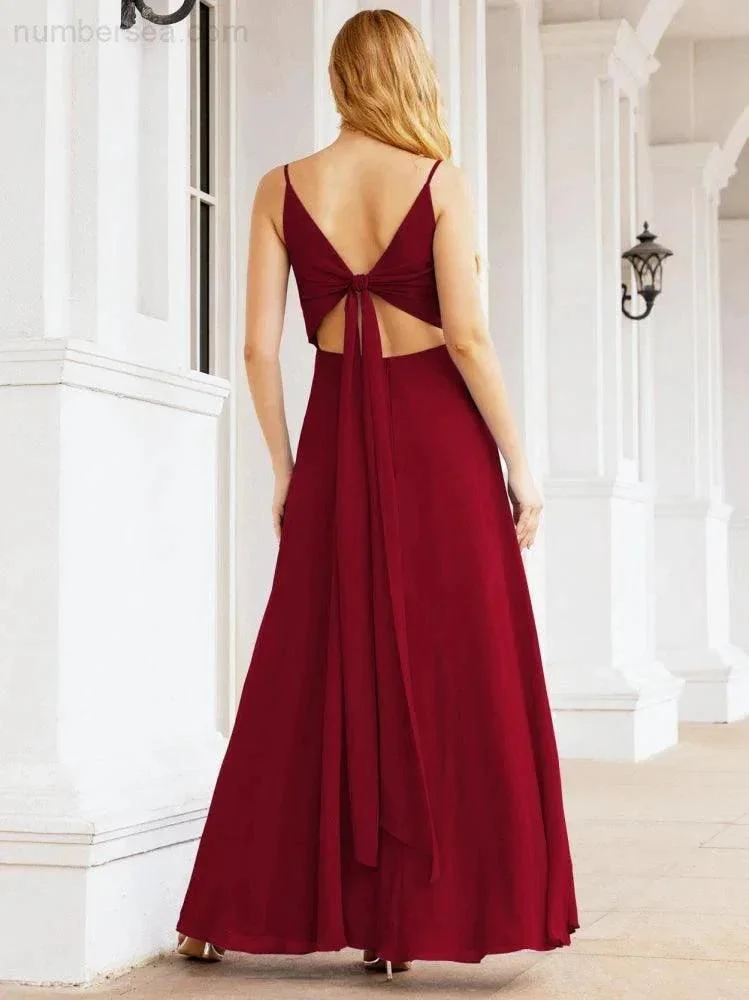 Numbersea Spaghetti Strap Bridesmaid Dresses V Neck Butterfly Back Fromal Evening Party Prom Gown 28036 - Image 82