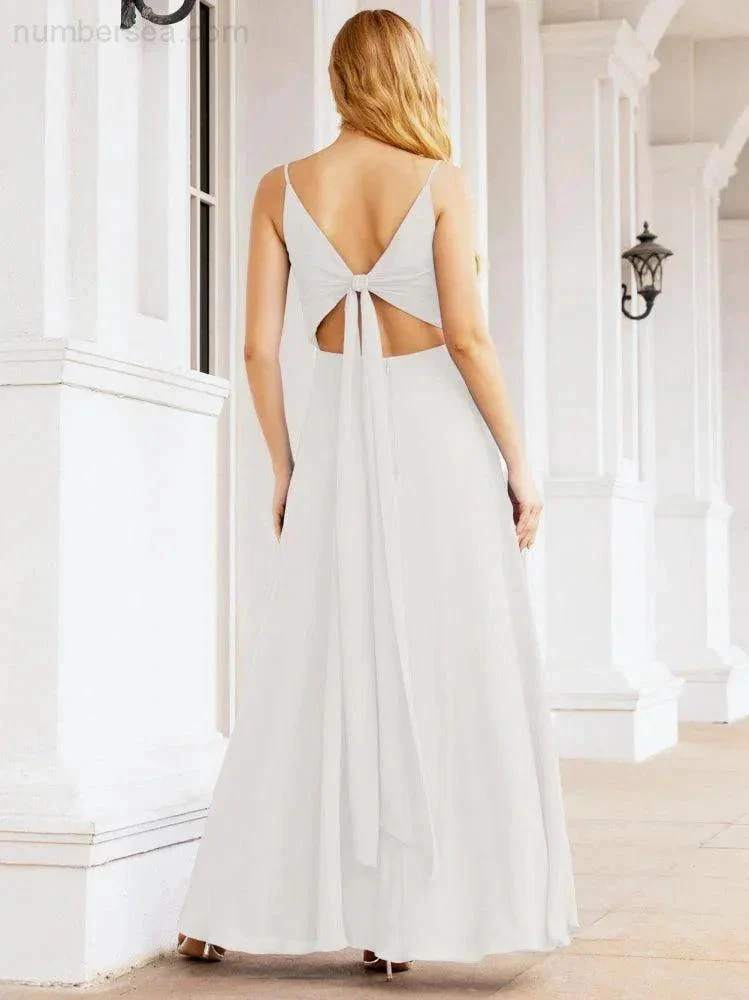 Numbersea Spaghetti Strap Bridesmaid Dresses V Neck Butterfly Back Fromal Evening Party Prom Gown 28036 - Image 84
