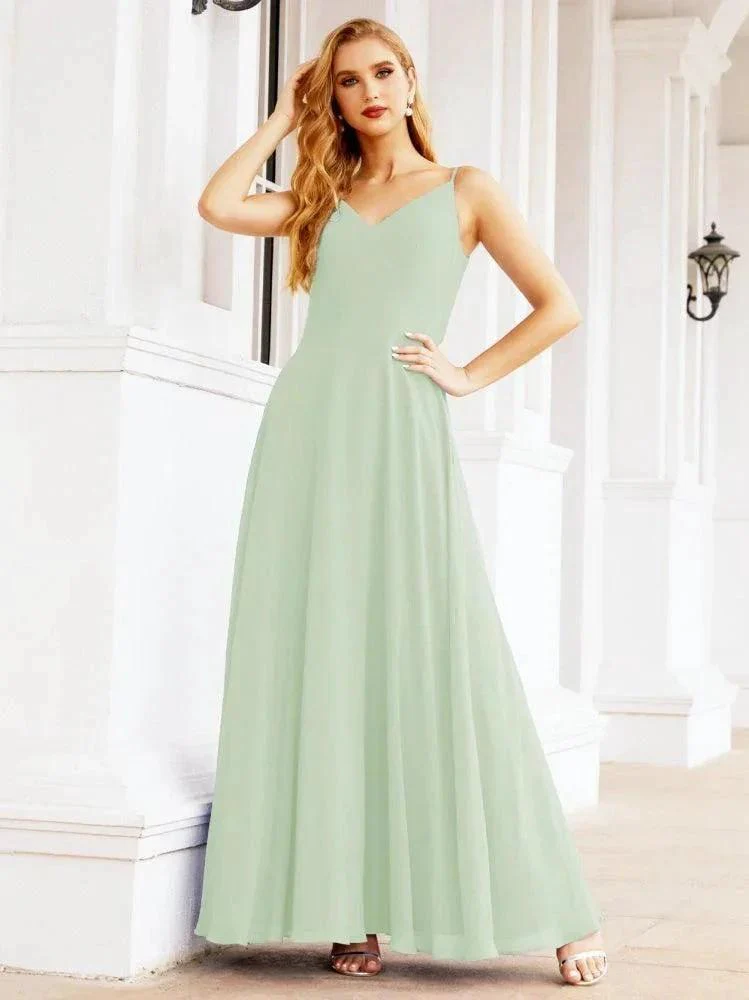 Numbersea Spaghetti Strap Bridesmaid Dresses V Neck Butterfly Back Fromal Evening Party Prom Gown 28036 - Image 9