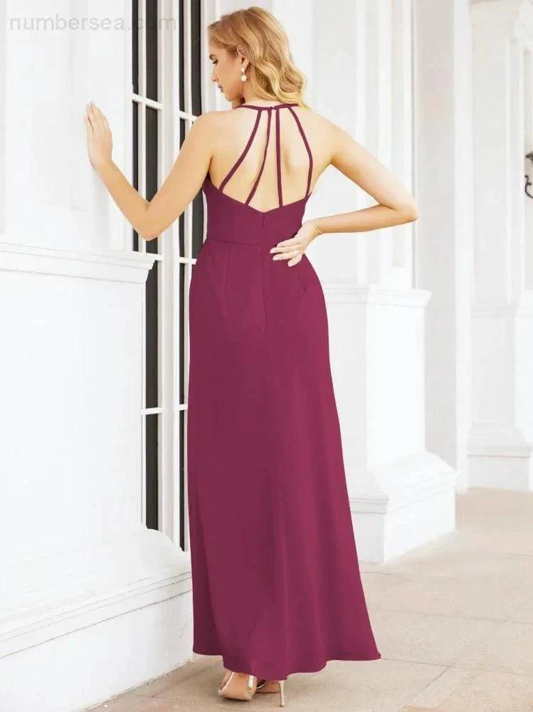 Numbersea Spaghetti Strap Bridesmaid Dresses V-Neck Long A-Line Formal Prom Gowns 28063 - Image 101