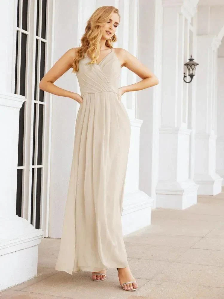 Numbersea Spaghetti Strap Bridesmaid Dresses V-Neck Long A-Line Formal Prom Gowns 28063 - Image 103