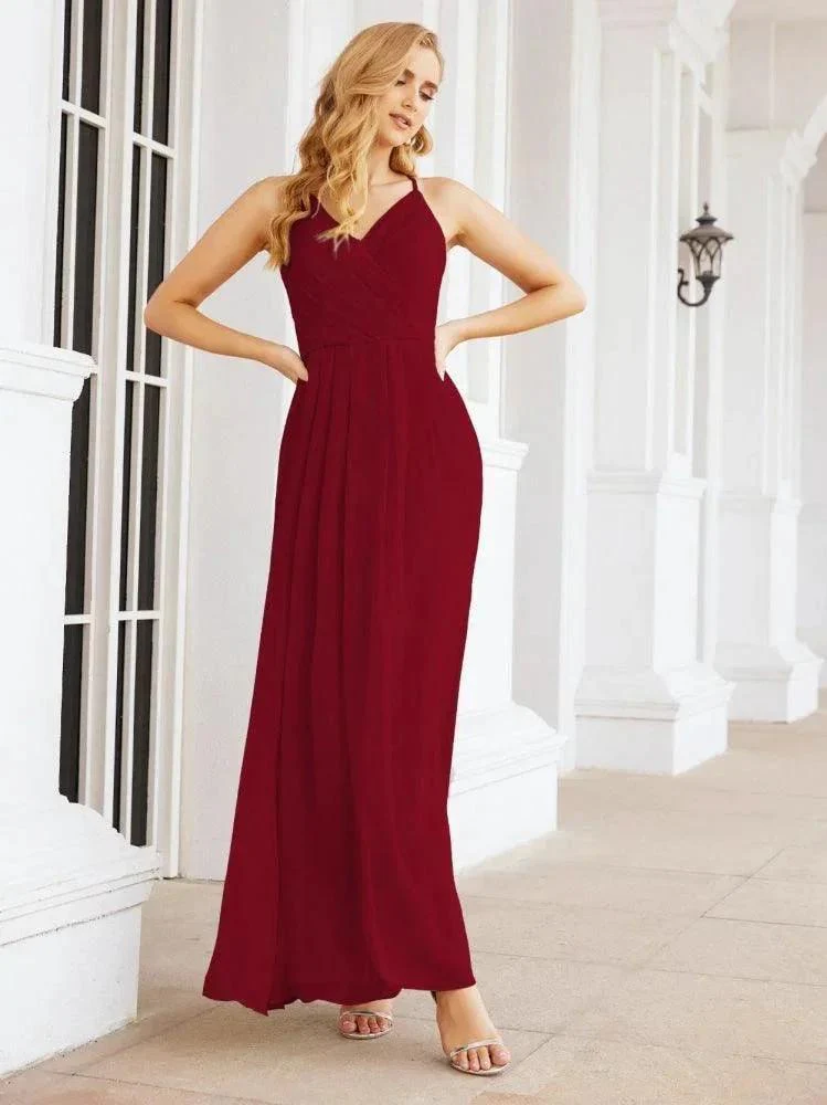 Numbersea Spaghetti Strap Bridesmaid Dresses V-Neck Long A-Line Formal Prom Gowns 28063 - Image 121