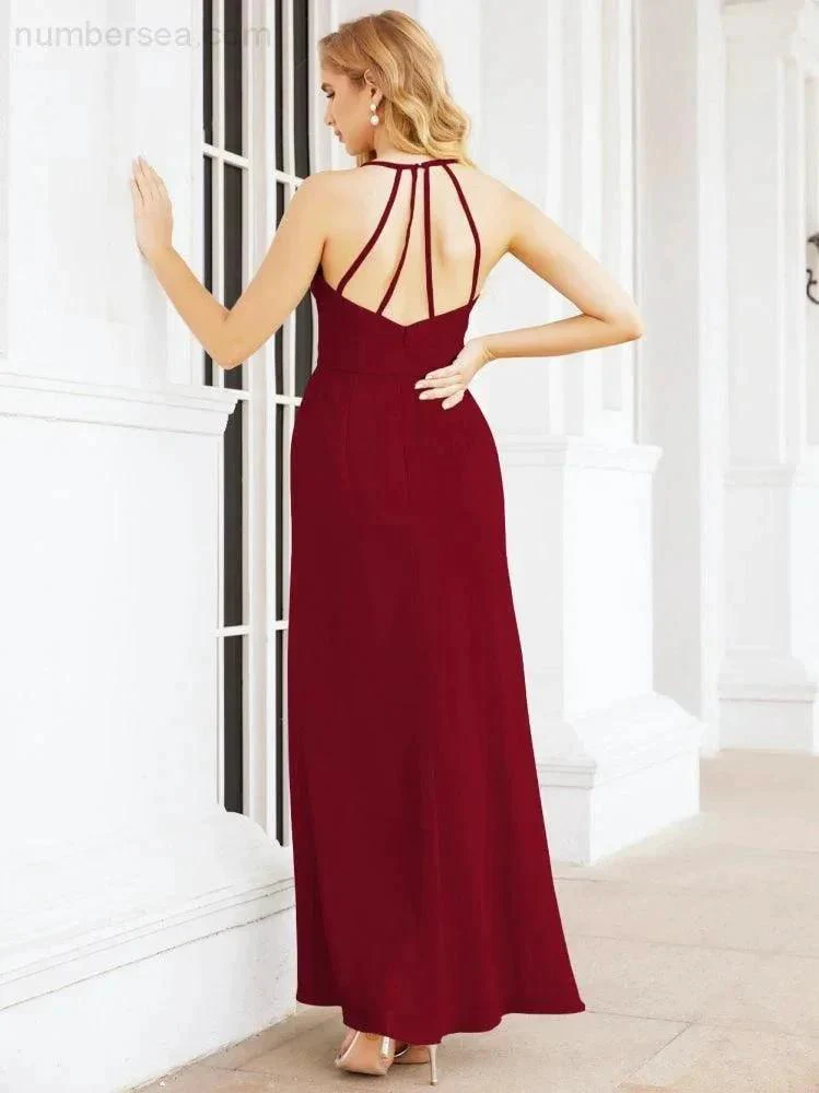 Numbersea Spaghetti Strap Bridesmaid Dresses V-Neck Long A-Line Formal Prom Gowns 28063 - Image 122