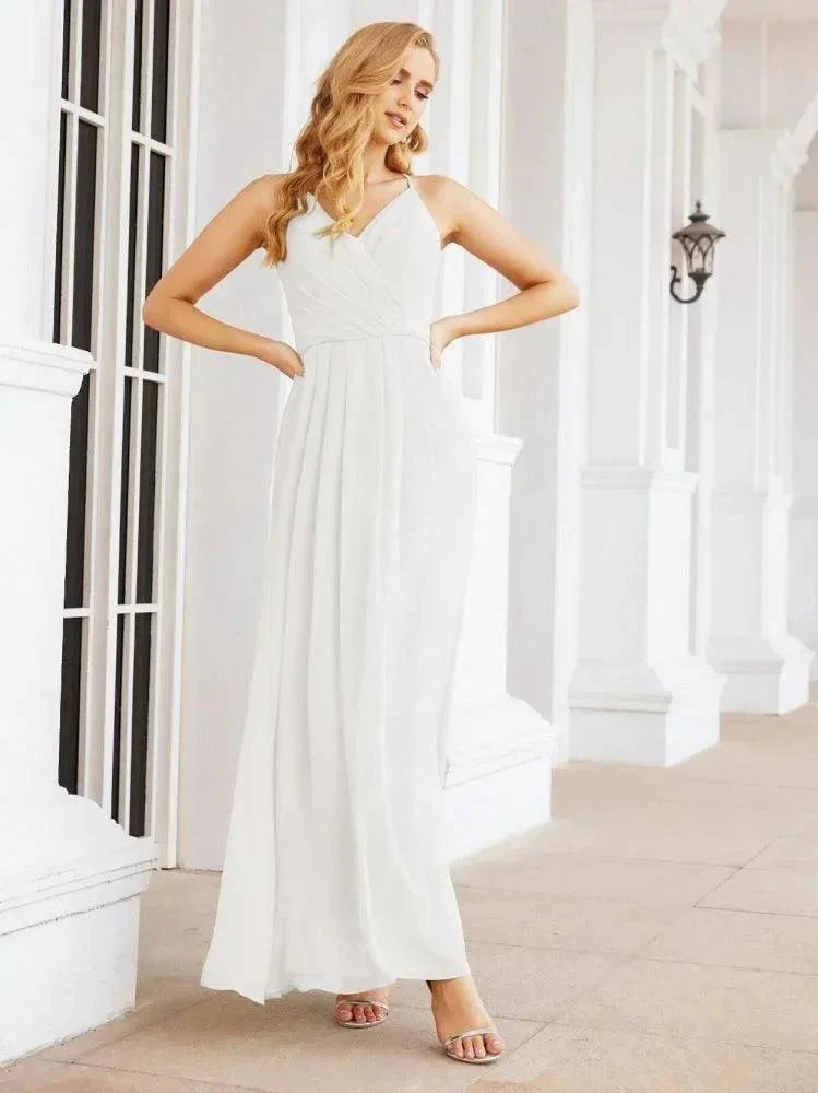 Numbersea Spaghetti Strap Bridesmaid Dresses V-Neck Long A-Line Formal Prom Gowns 28063 - Image 124
