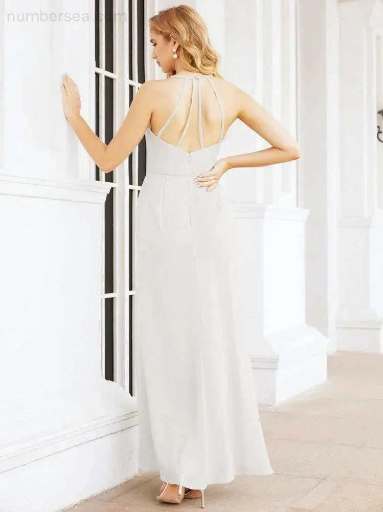 Numbersea Spaghetti Strap Bridesmaid Dresses V-Neck Long A-Line Formal Prom Gowns 28063 - Image 125