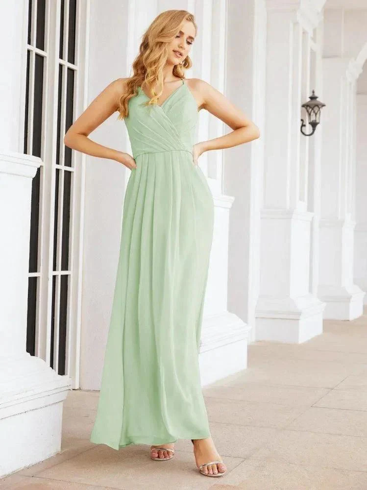 Numbersea Spaghetti Strap Bridesmaid Dresses V-Neck Long A-Line Formal Prom Gowns 28063 - Image 13