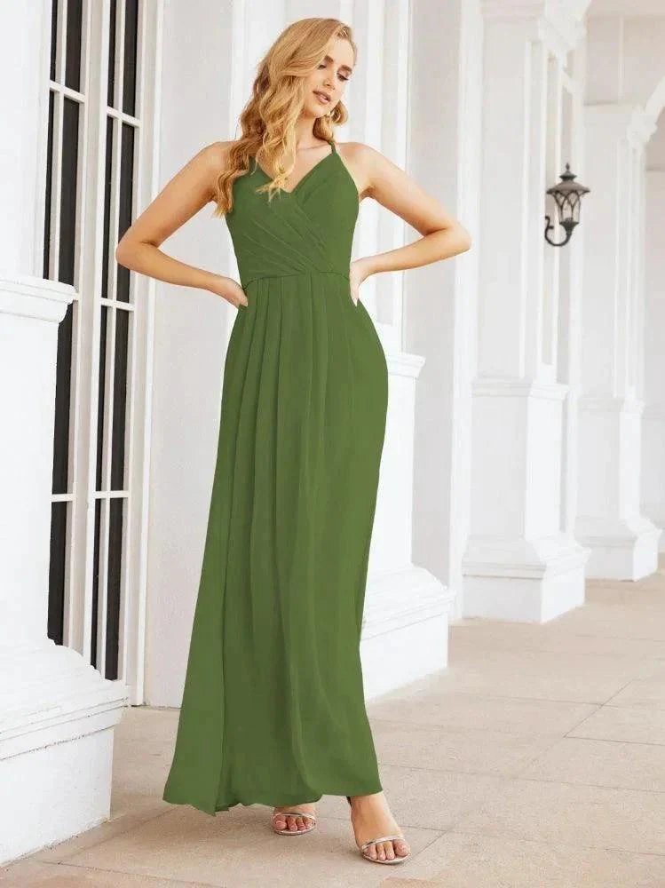 Numbersea Spaghetti Strap Bridesmaid Dresses V-Neck Long A-Line Formal Prom Gowns 28063 - Image 19