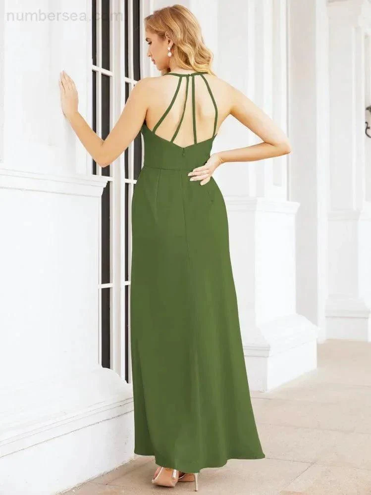 Numbersea Spaghetti Strap Bridesmaid Dresses V-Neck Long A-Line Formal Prom Gowns 28063 - Image 20