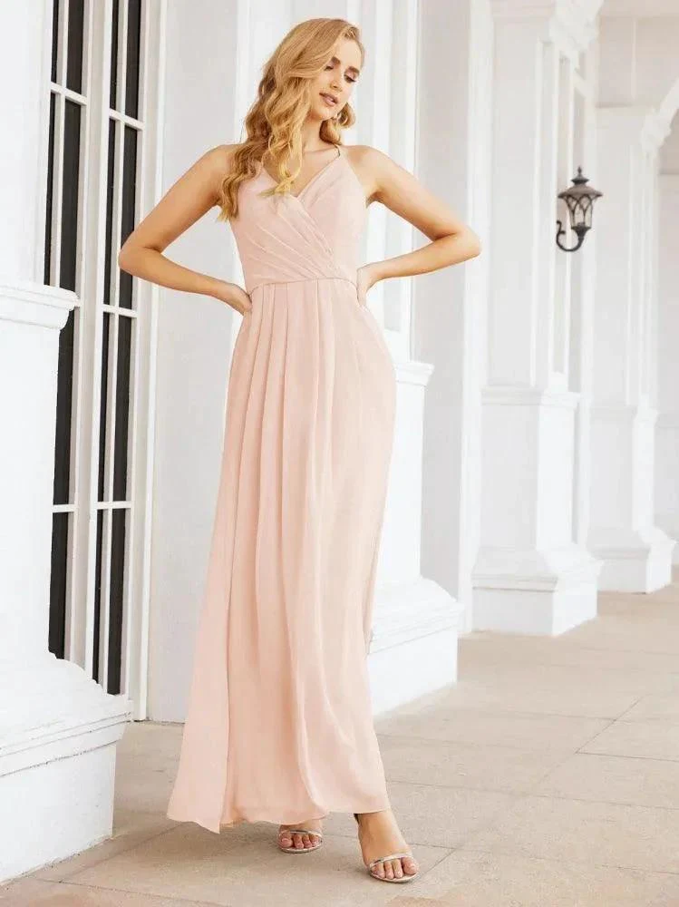 Numbersea Spaghetti Strap Bridesmaid Dresses V-Neck Long A-Line Formal Prom Gowns 28063 - Image 22