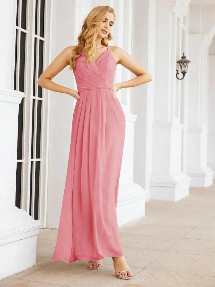 Numbersea Spaghetti Strap Bridesmaid Dresses V-Neck Long A-Line Formal Prom Gowns 28063 - Image 31