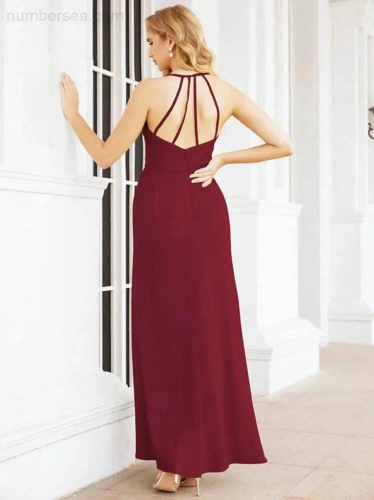 Numbersea Spaghetti Strap Bridesmaid Dresses V-Neck Long A-Line Formal Prom Gowns 28063 - Image 35