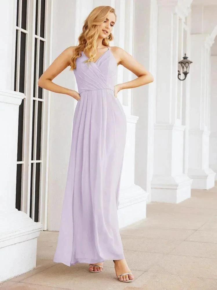 Numbersea Spaghetti Strap Bridesmaid Dresses V-Neck Long A-Line Formal Prom Gowns 28063 - Image 40