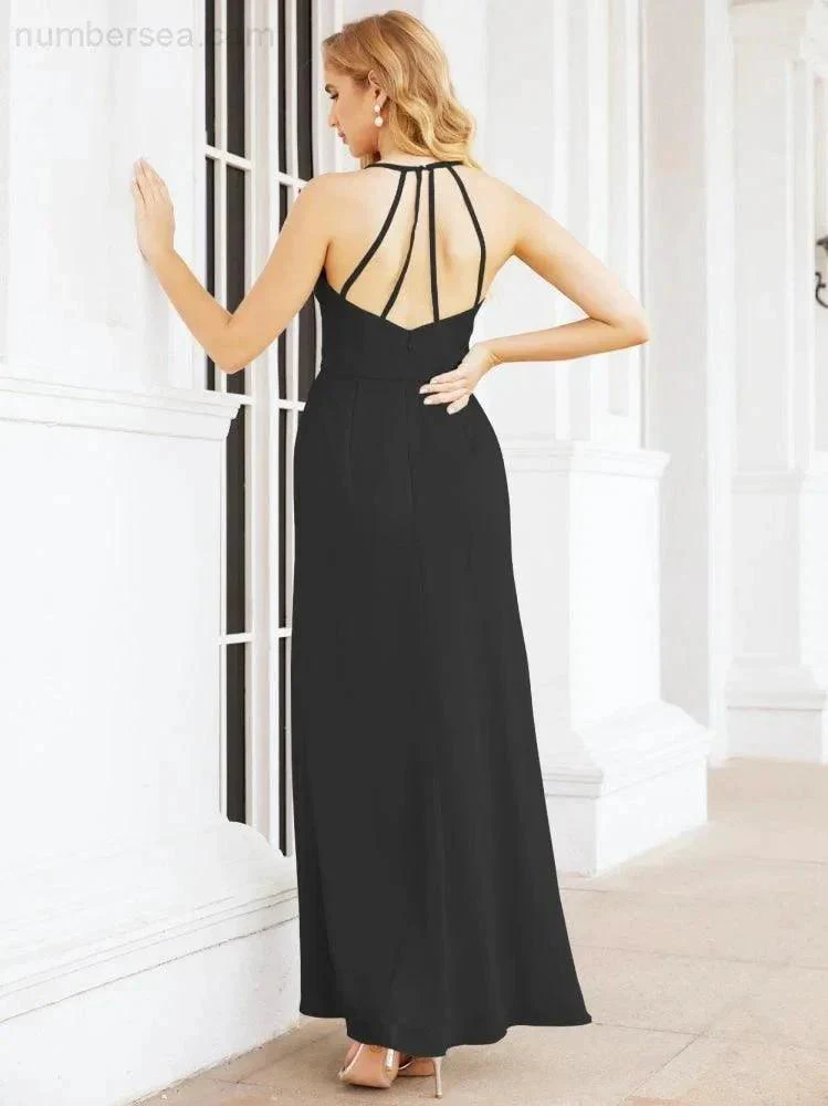 Numbersea Spaghetti Strap Bridesmaid Dresses V-Neck Long A-Line Formal Prom Gowns 28063 - Image 44