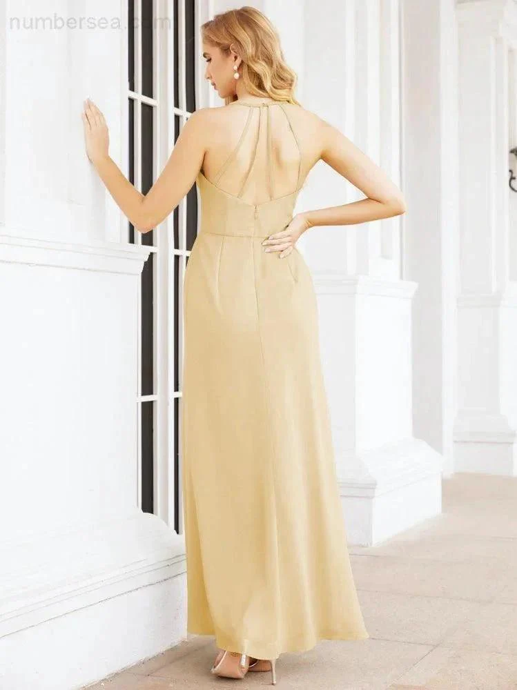 Numbersea Spaghetti Strap Bridesmaid Dresses V-Neck Long A-Line Formal Prom Gowns 28063 - Image 47