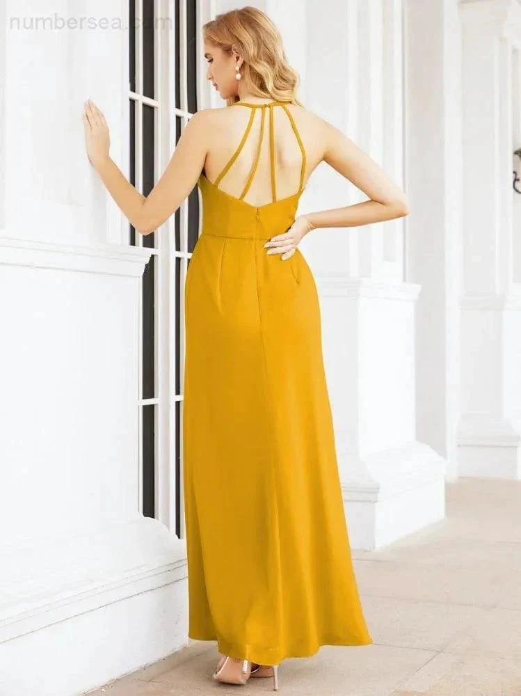 Numbersea Spaghetti Strap Bridesmaid Dresses V-Neck Long A-Line Formal Prom Gowns 28063 - Image 5