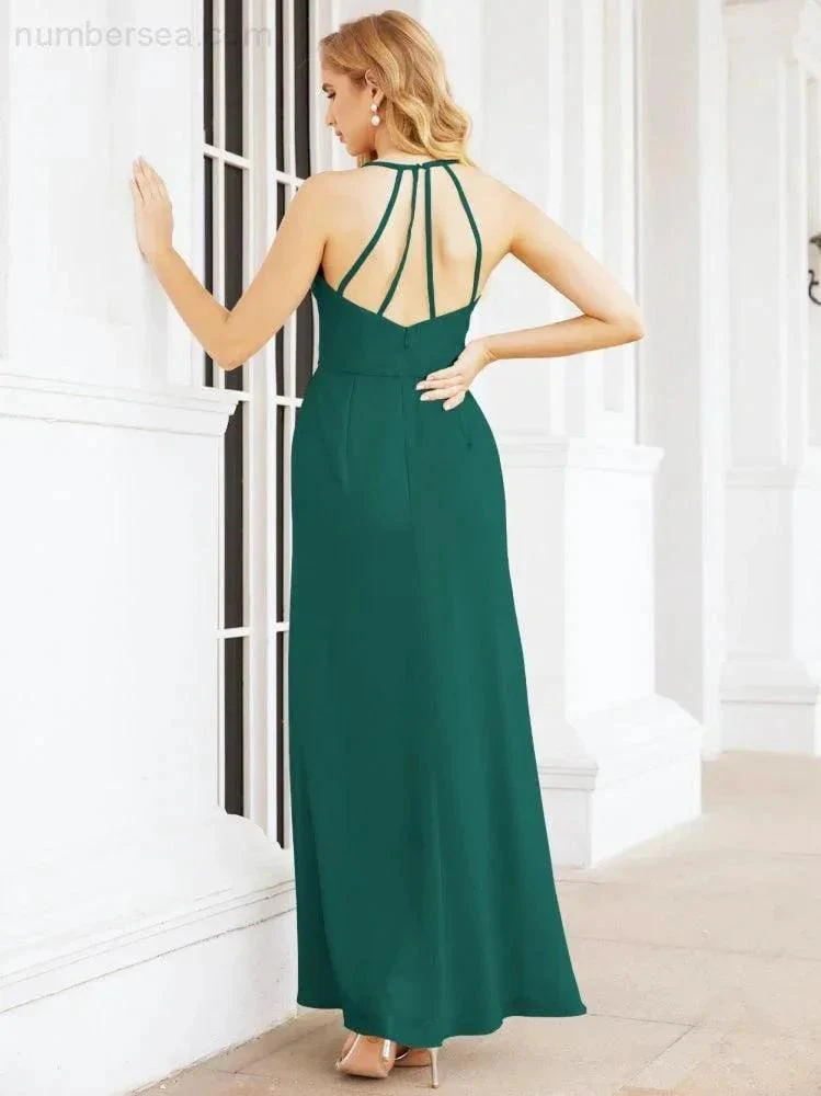 Numbersea Spaghetti Strap Bridesmaid Dresses V-Neck Long A-Line Formal Prom Gowns 28063 - Image 50