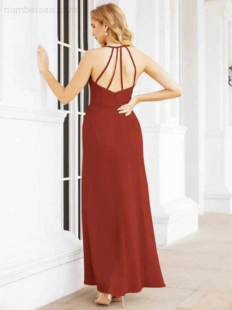 Numbersea Spaghetti Strap Bridesmaid Dresses V-Neck Long A-Line Formal Prom Gowns 28063 - Image 56