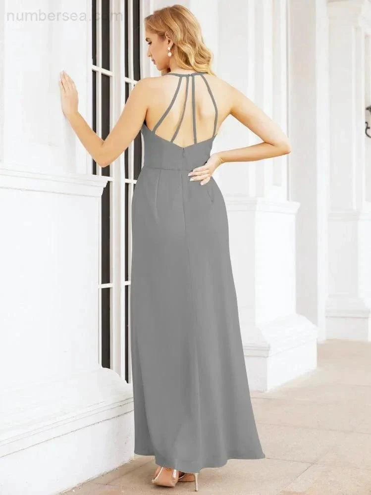 Numbersea Spaghetti Strap Bridesmaid Dresses V-Neck Long A-Line Formal Prom Gowns 28063 - Image 59