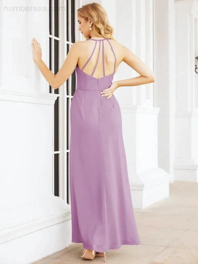 Numbersea Spaghetti Strap Bridesmaid Dresses V-Neck Long A-Line Formal Prom Gowns 28063 - Image 62