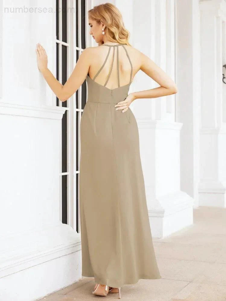 Numbersea Spaghetti Strap Bridesmaid Dresses V-Neck Long A-Line Formal Prom Gowns 28063 - Image 71