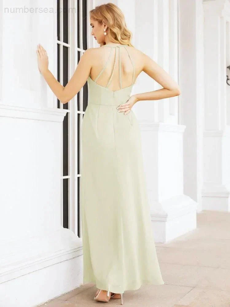 Numbersea Spaghetti Strap Bridesmaid Dresses V-Neck Long A-Line Formal Prom Gowns 28063 - Image 77