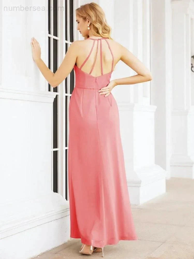 Numbersea Spaghetti Strap Bridesmaid Dresses V-Neck Long A-Line Formal Prom Gowns 28063 - Image 89