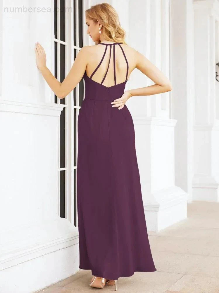 Numbersea Spaghetti Strap Bridesmaid Dresses V-Neck Long A-Line Formal Prom Gowns 28063 - Image 92