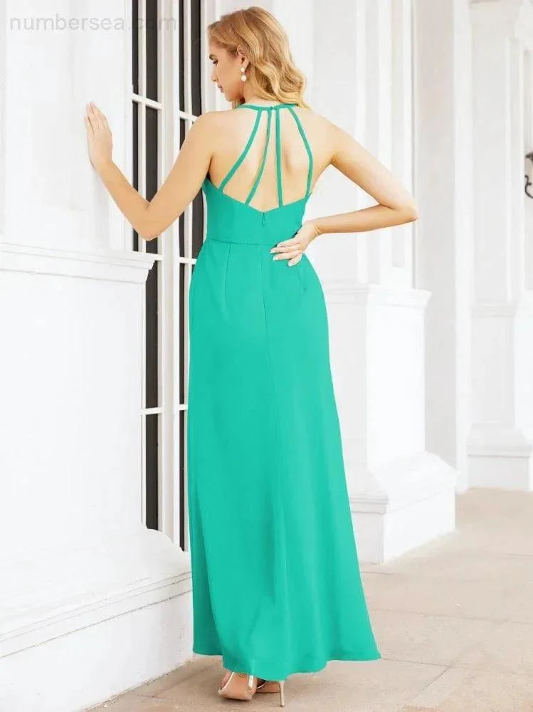Numbersea Spaghetti Strap Bridesmaid Dresses V-Neck Long A-Line Formal Prom Gowns 28063 - Image 95