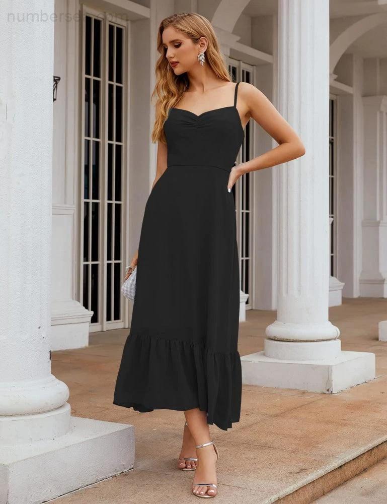 Numbersea  Spaghetti Strap Chiffon Bridesmaid Dress Ankle Length Formal A Line Cocktail Party Homecoming Dress for Juniors  SEA28028 - Image 10