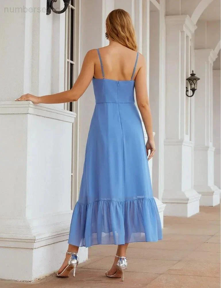 Numbersea  Spaghetti Strap Chiffon Bridesmaid Dress Ankle Length Formal A Line Cocktail Party Homecoming Dress for Juniors  SEA28028 - Image 15