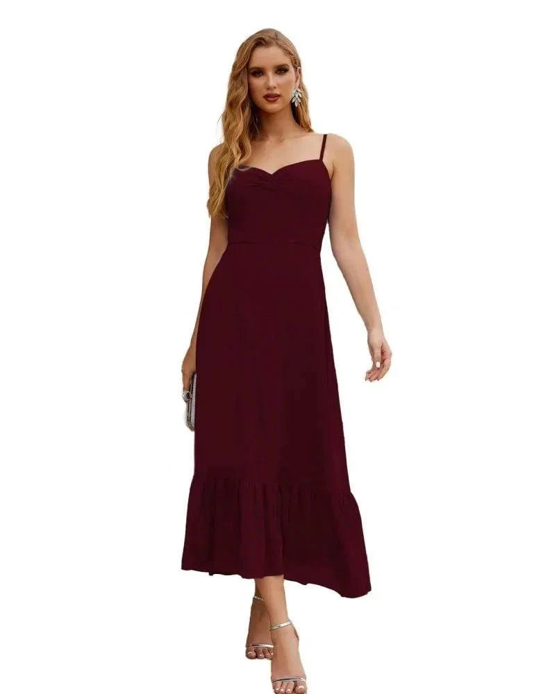 Numbersea  Spaghetti Strap Chiffon Bridesmaid Dress Ankle Length Formal A Line Cocktail Party Homecoming Dress for Juniors  SEA28028 - Image 17