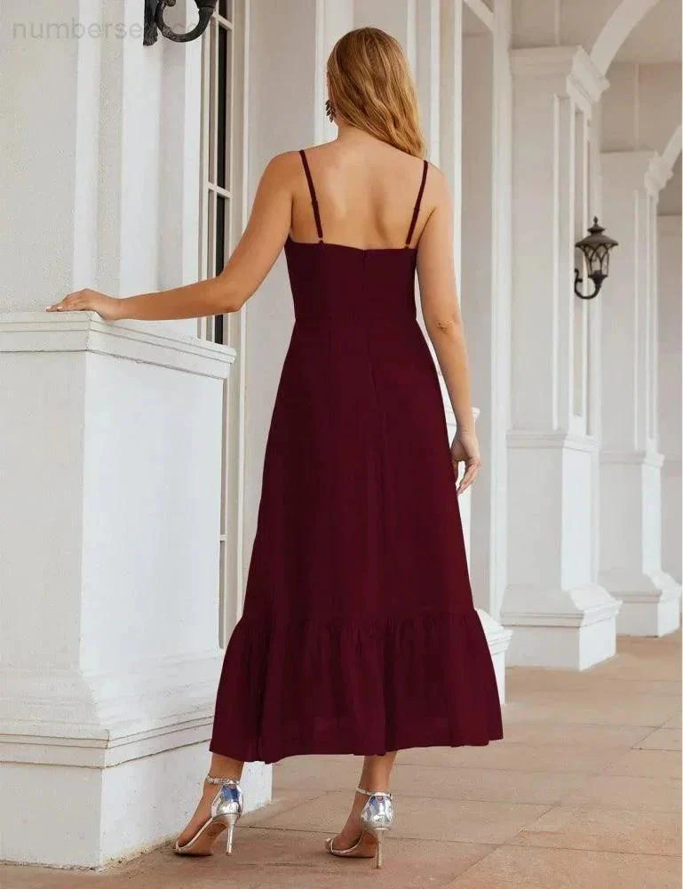 Numbersea  Spaghetti Strap Chiffon Bridesmaid Dress Ankle Length Formal A Line Cocktail Party Homecoming Dress for Juniors  SEA28028 - Image 19