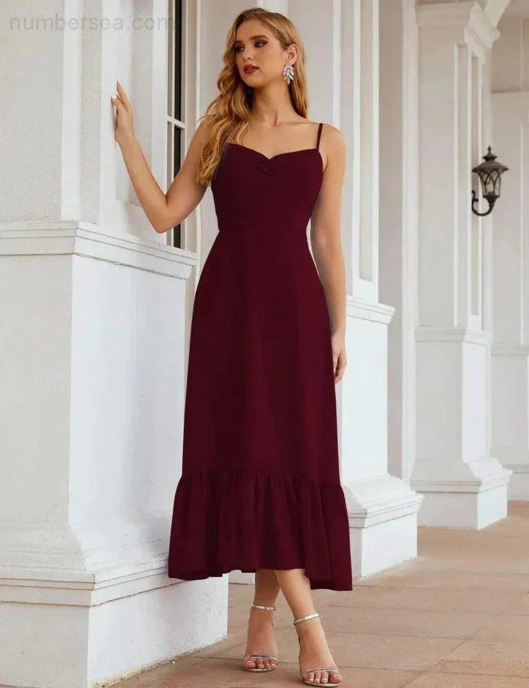 Numbersea  Spaghetti Strap Chiffon Bridesmaid Dress Ankle Length Formal A Line Cocktail Party Homecoming Dress for Juniors  SEA28028 - Image 20