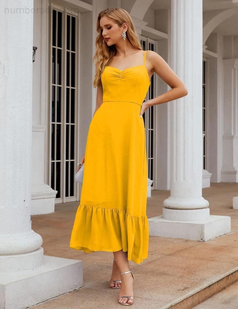 Numbersea  Spaghetti Strap Chiffon Bridesmaid Dress Ankle Length Formal A Line Cocktail Party Homecoming Dress for Juniors  SEA28028 - Image 22