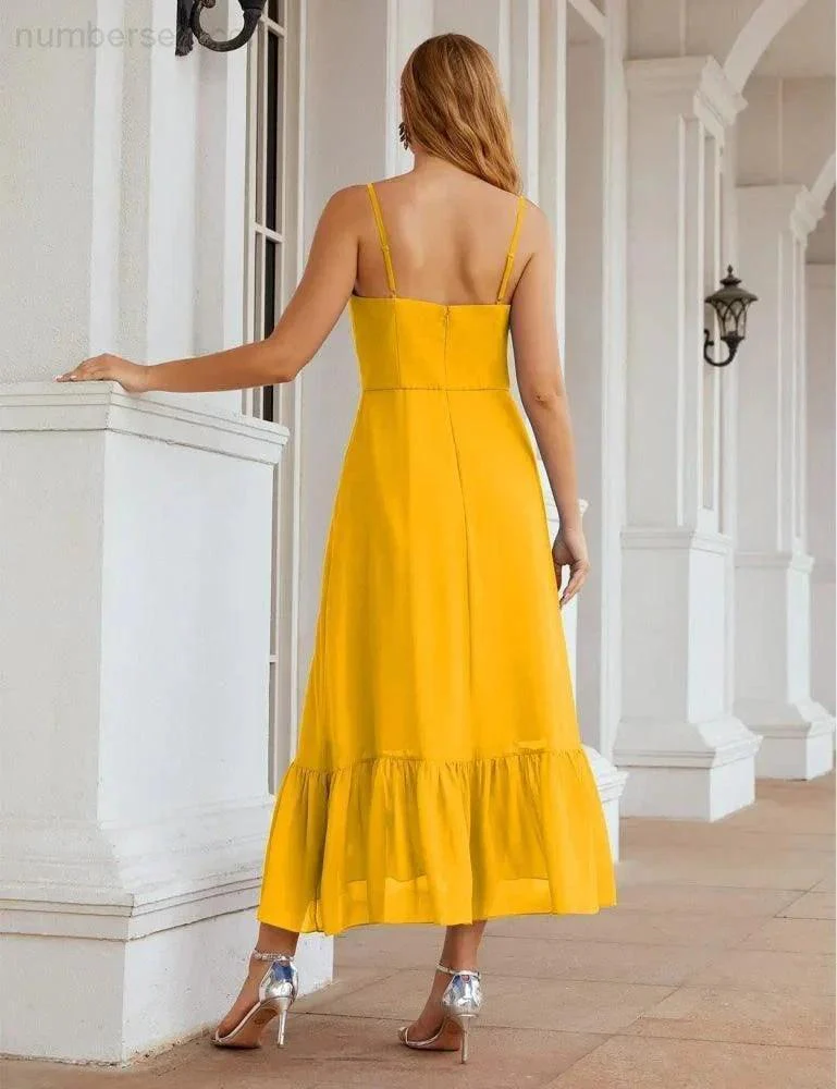 Numbersea  Spaghetti Strap Chiffon Bridesmaid Dress Ankle Length Formal A Line Cocktail Party Homecoming Dress for Juniors  SEA28028 - Image 23