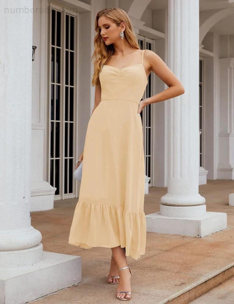 Numbersea  Spaghetti Strap Chiffon Bridesmaid Dress Ankle Length Formal A Line Cocktail Party Homecoming Dress for Juniors  SEA28028 - Image 26