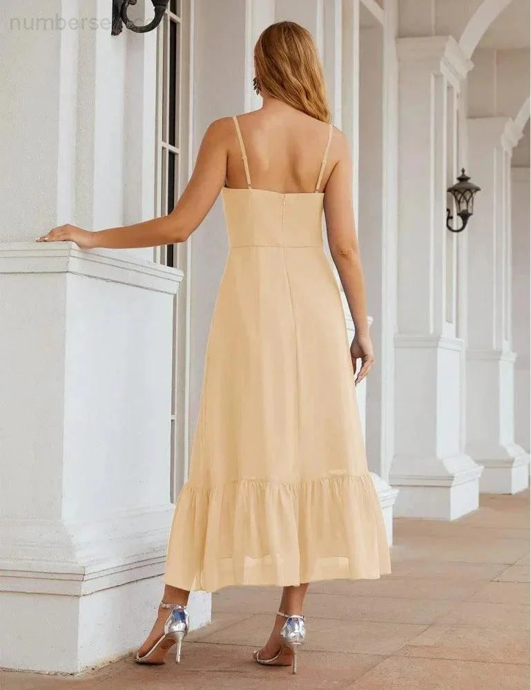 Numbersea  Spaghetti Strap Chiffon Bridesmaid Dress Ankle Length Formal A Line Cocktail Party Homecoming Dress for Juniors  SEA28028 - Image 27