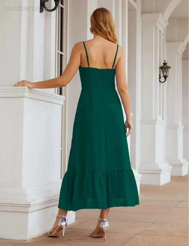 Numbersea  Spaghetti Strap Chiffon Bridesmaid Dress Ankle Length Formal A Line Cocktail Party Homecoming Dress for Juniors  SEA28028 - Image 31