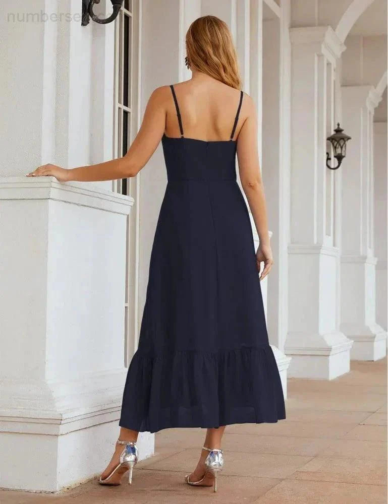 Numbersea  Spaghetti Strap Chiffon Bridesmaid Dress Ankle Length Formal A Line Cocktail Party Homecoming Dress for Juniors  SEA28028 - Image 35