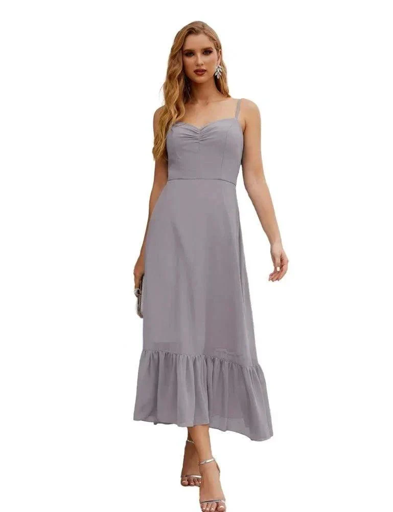 Numbersea  Spaghetti Strap Chiffon Bridesmaid Dress Ankle Length Formal A Line Cocktail Party Homecoming Dress for Juniors  SEA28028 - Image 41