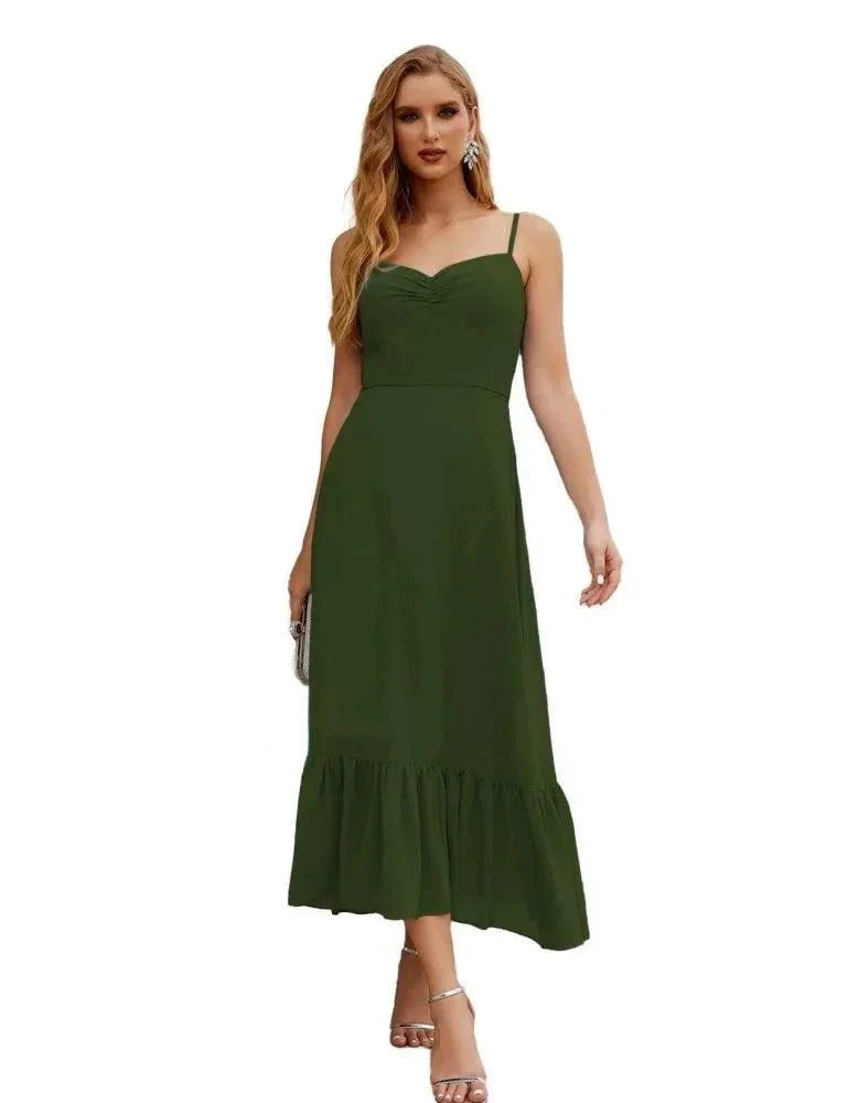 Numbersea  Spaghetti Strap Chiffon Bridesmaid Dress Ankle Length Formal A Line Cocktail Party Homecoming Dress for Juniors  SEA28028 - Image 49