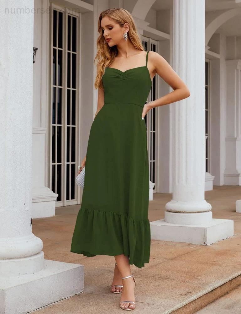Numbersea  Spaghetti Strap Chiffon Bridesmaid Dress Ankle Length Formal A Line Cocktail Party Homecoming Dress for Juniors  SEA28028 - Image 50