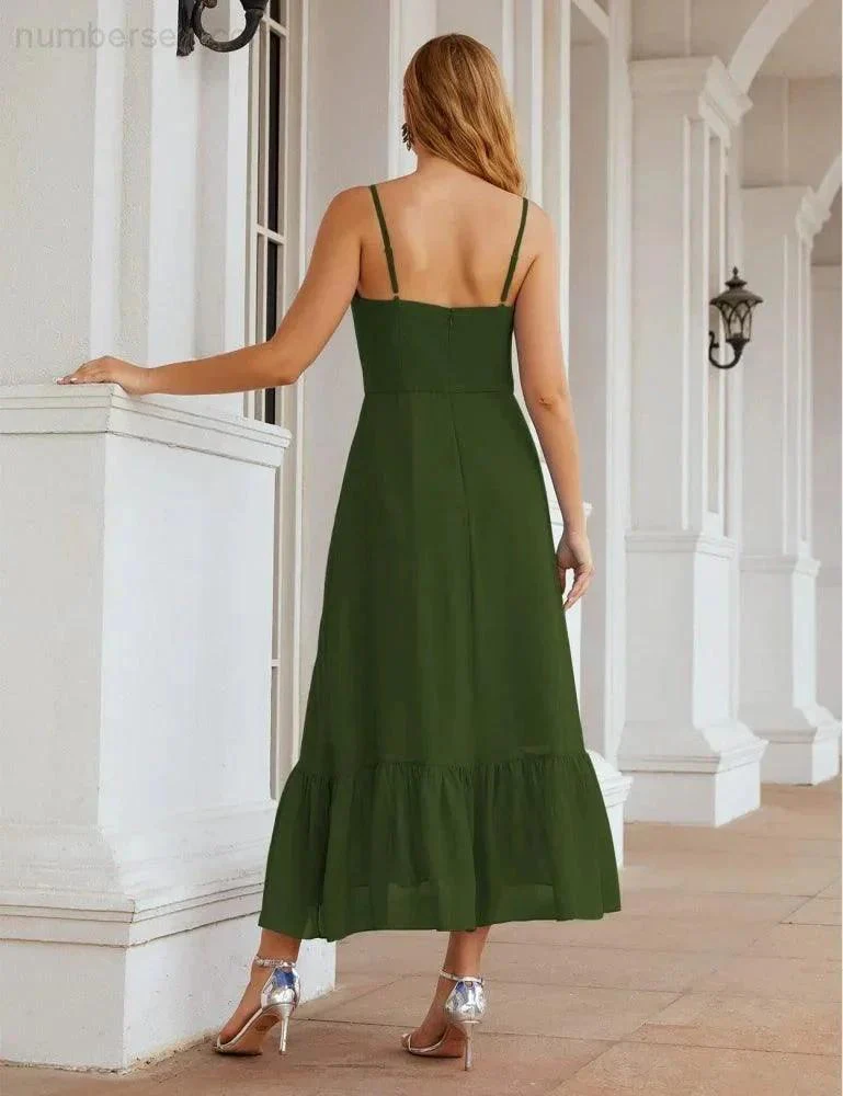 Numbersea  Spaghetti Strap Chiffon Bridesmaid Dress Ankle Length Formal A Line Cocktail Party Homecoming Dress for Juniors  SEA28028 - Image 51