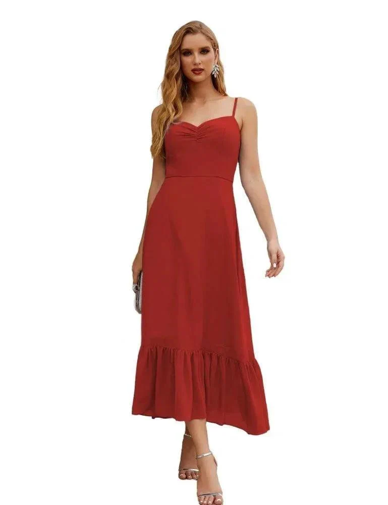 Numbersea  Spaghetti Strap Chiffon Bridesmaid Dress Ankle Length Formal A Line Cocktail Party Homecoming Dress for Juniors  SEA28028 - Image 61