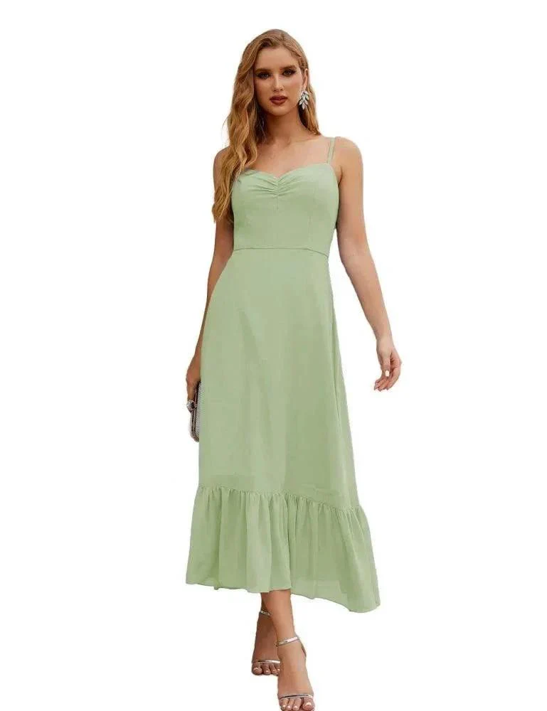 Numbersea  Spaghetti Strap Chiffon Bridesmaid Dress Ankle Length Formal A Line Cocktail Party Homecoming Dress for Juniors  SEA28028 - Image 65